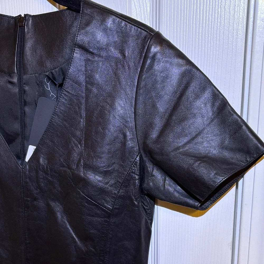 Bod & Christensen Leather Short Sleeve Fitted Dress - Picture 8 of 15